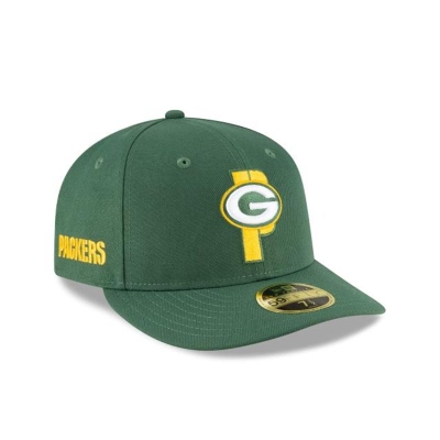 Green Green Bay Packers Hat - New Era NFL Logo Mix Low Profile 59FIFTY Fitted Caps USA1576980